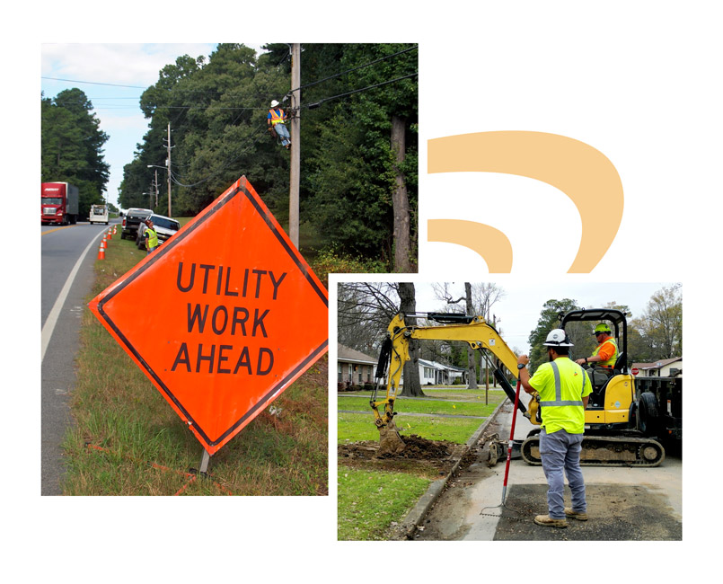 Unitek Workers Doing Line Installs on Overhead Wires and Underground Cables