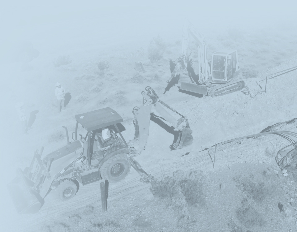 Excavator and Backhoe Working on Fiber Optic Buildout Excavator and Backhoe Working on Fiber Optic Buildout